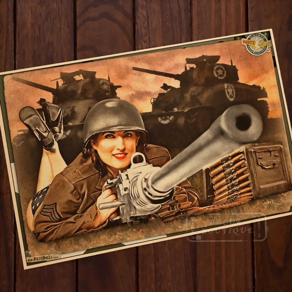 Винтажный постер пули для девочек WW2 в стиле ретро рекламные наклейки на стену