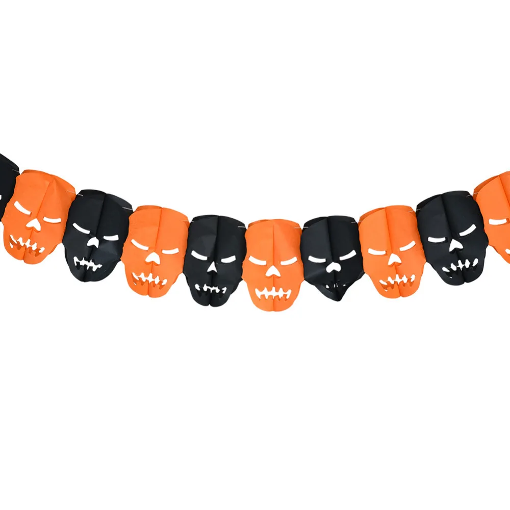 Новинка Хэллоуин ужасная бумажная цепочка гирлянда 3 м длина 4 вида стилей черный