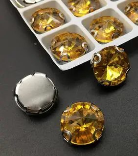 topaz Больше цветов белый K D коготь настройки 8 мм~ 18 мм круглые Rivoli Форма пришить стеклянные прозрачные Стразы Бисер для одежды аксессуары отделка - Цвет: topaz