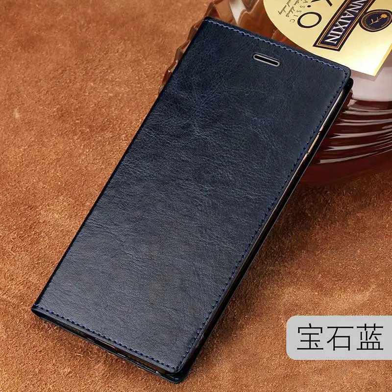 blue Натуральная кожа флип чехол для телефона для iPhone 11 11Pro 11 Pro Max X XS XSmax XR 6 6s 7 8 plus присоска 360 Полная защита крышка - Цвет: blue