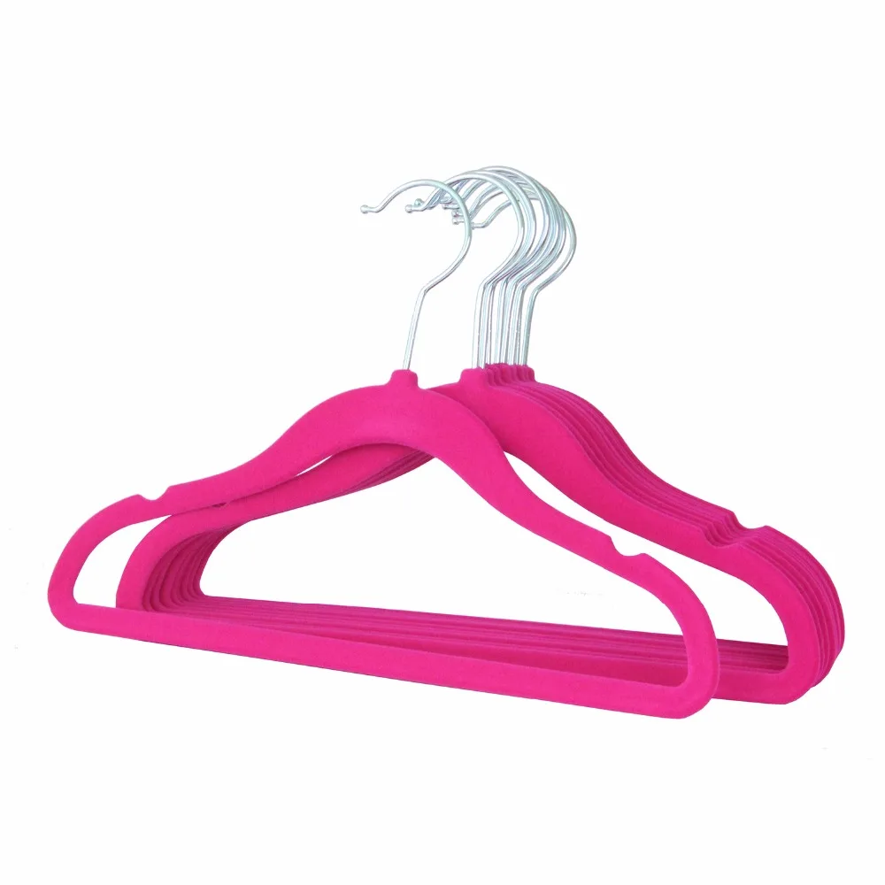 Hangerlink розовая детская стандартная ниспадающая Вельветовая вешалка Orginazer