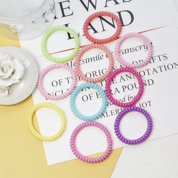 3 Яркие цвета, эластичные тонкие резинки для волос с телефонным проводом, милые цветные эластичные пластиковые резинки, резинки для волос, резинки для волос - Цвет: 3