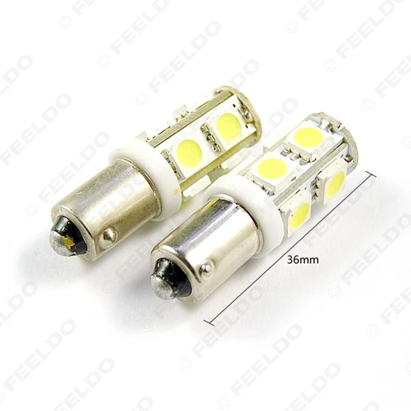 

FEELDO 100Pcs BA9S T4W 1895 5050 Chip 9SMD 9LED Car LED Light Bulbs Side Light Reading Light DC12V 7-Color #FD-3408