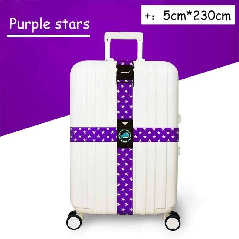 Purple stars Багажный ремень, регулируемый ремень для путешествий, упаковка чемодана, безопасная Пряжка, веревка, багажный ремень, аксессуары для путешествий, разноцветные безопасные ремни - Цвет: Purple stars