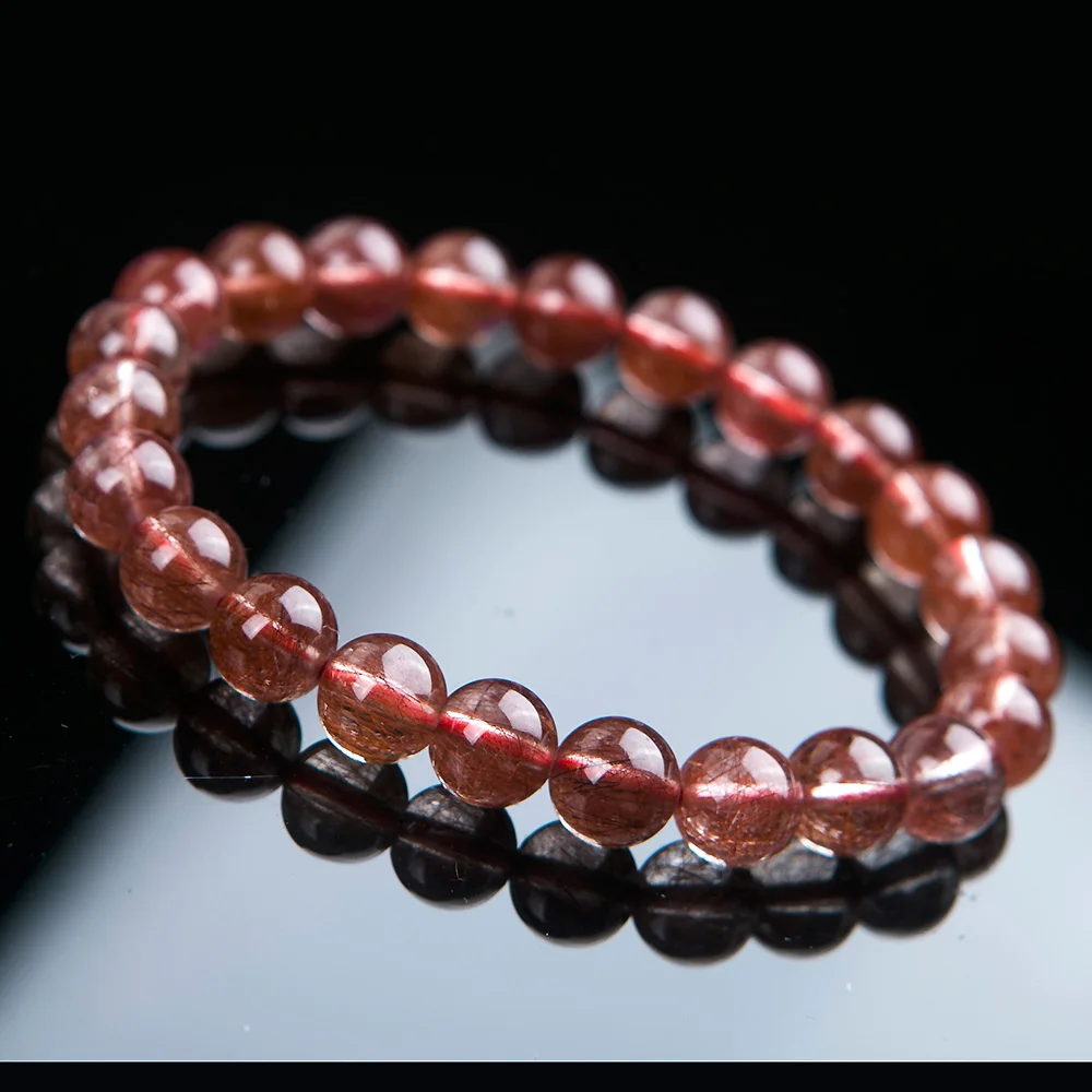 Браслет из натурального красного рутилированного кварцевого кристалла 8 мм для