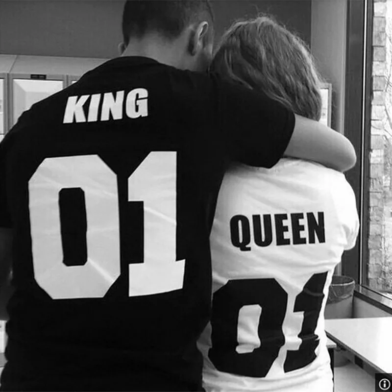 Хлопковая футболка больших размеров летний топ в стиле хип хоп King01 Queen01 детская