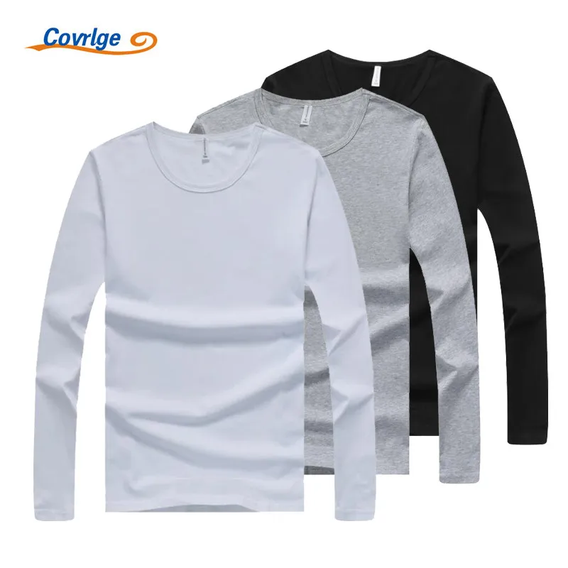 

Covrlge 3 Pieces/lot Men T-shirt Long Sleeves Undershirt Male Solid Cotton Mens Tee Spring Brand Clothing Tee Shirt Homme MTL073