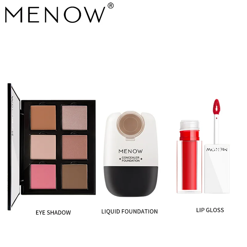 MENOW бренд Make up set Foundation и корректор Комплект маскирующая Жидкая основа и матовая помада и 6 Цвет Румяна Косметические kit5444