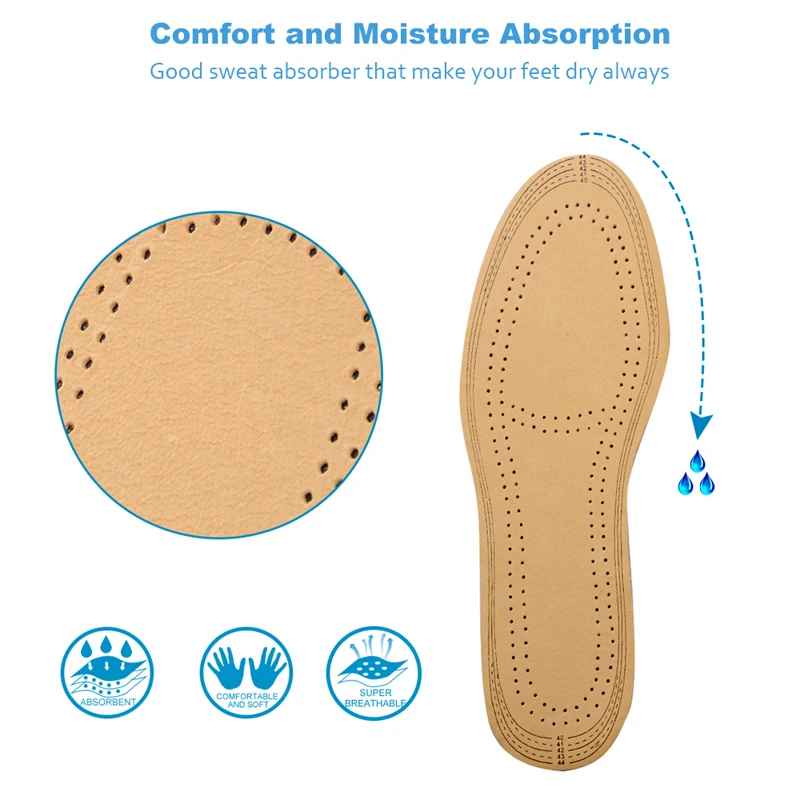 Ультратонкие дышащие удобные кожаные стельки 3 мм с дезодорирующим эффектом