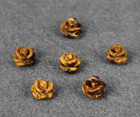 10 мм натуральный желтый тигровый глаз цветок бусины серьги Шарм резной