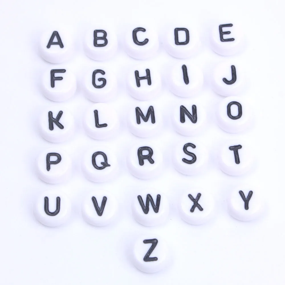 300 шт./лот Белый Черный Алфавит/бусины для изготовления ювелирных изделий 4*7 мм