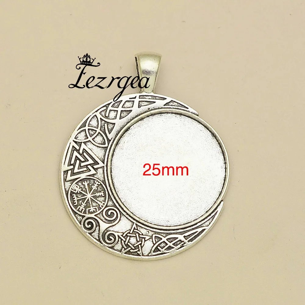 

10pcs/lot--25mm Inner Size Antique Silver plated Moon Style Cabochon Base Setting Charms Pendant, Jewelry accessories