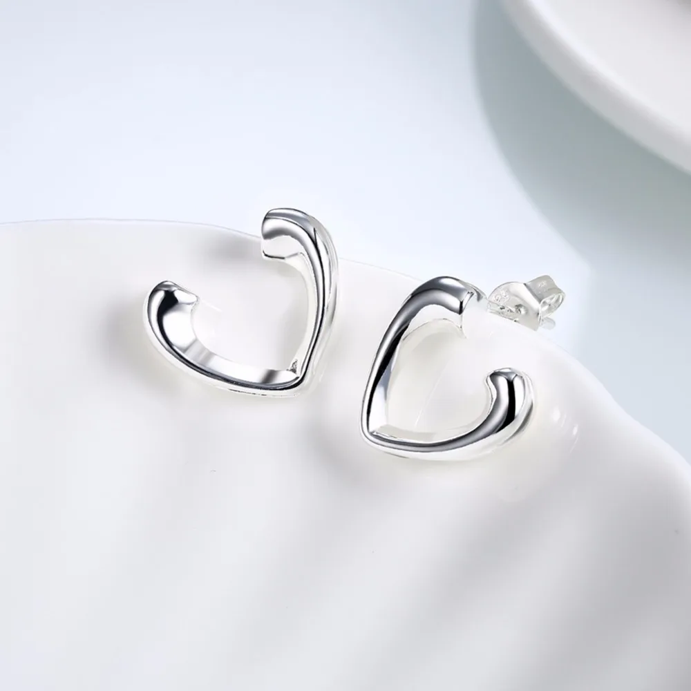 Open half - heart ear tin foreign trade silver jewelry simple nail | Украшения и аксессуары