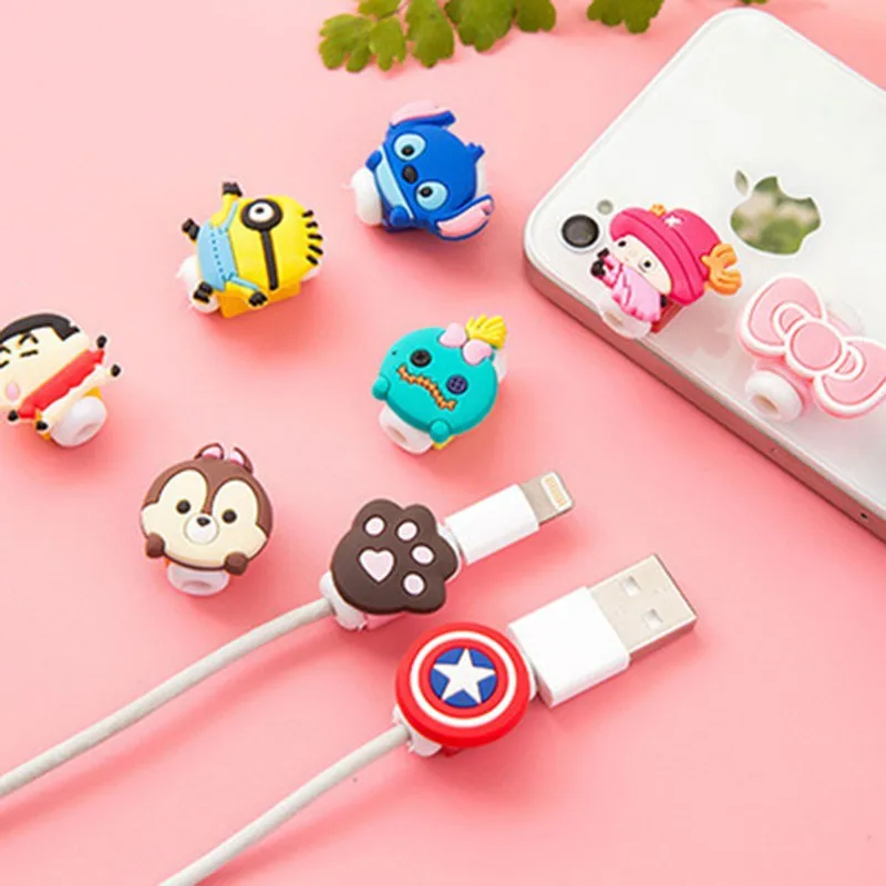 200 шт./лот мультяшный USB кабель для зарядки и передачи данных протектор шнура