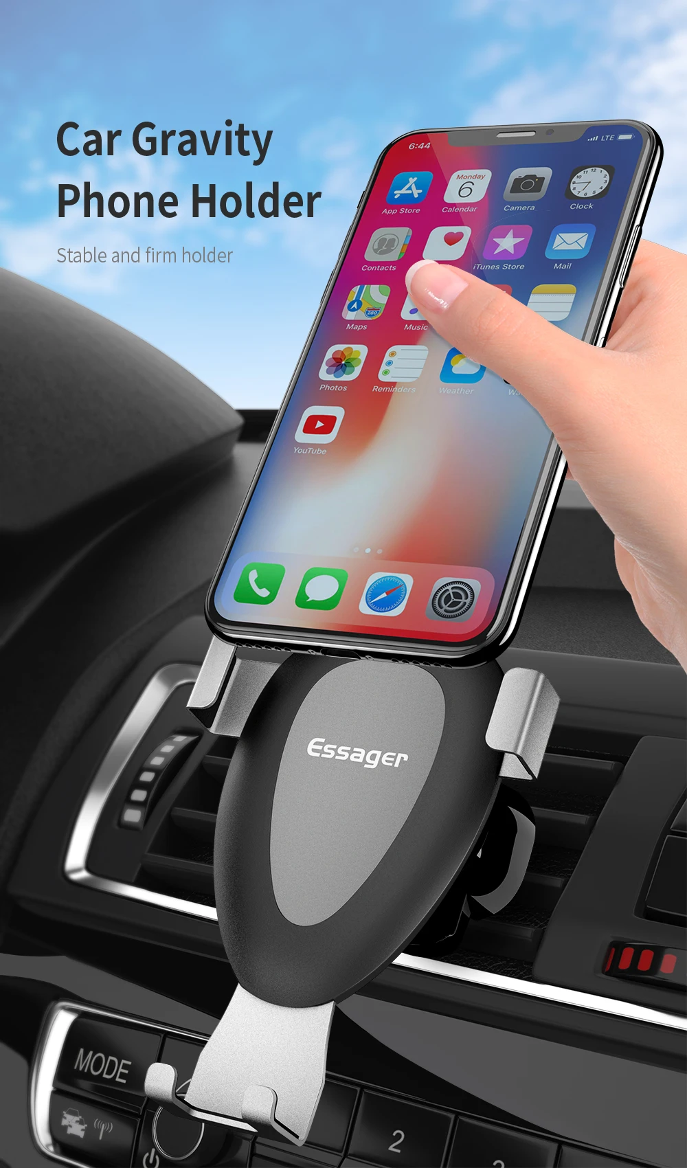 Автомобильный держатель для телефона Essager Gravity для iPhone, держатель для крепления на вентиляционное отверстие, держатель для смартфона, держатель для мобильного телефона, подставка в автомобиле