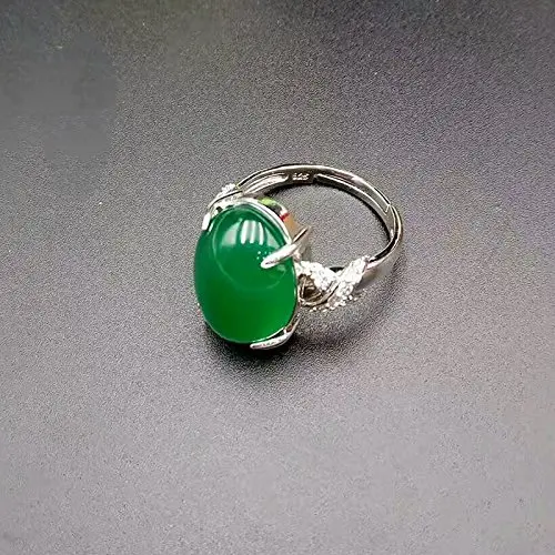 Серебра 925 натуральный зеленый травы халцедон палец кольцо кулон Цепочки и