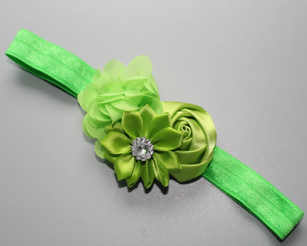 2018 Новые Девушки Три Цветы комбинация с горный хрусталь повязки бутон розы шифон