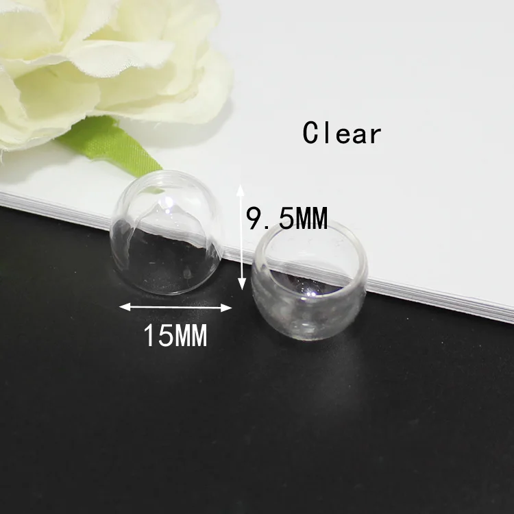 15x9.5mm-Clear 2 шт 8-30 мм пустой стеклянный шар полукруглой формы стеклянная бутылка Глобус купол модные ювелирные аксессуары - Окраска металла: 15x9.5mm-Clear