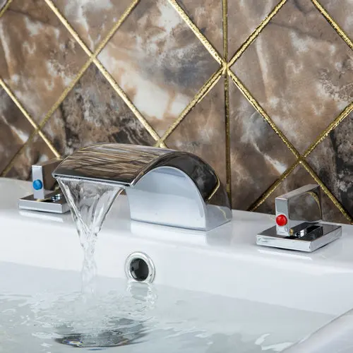 Waterfall Spout+Double Handles+Hot/Cold Hose+Accessories Bathtub Torneira 11A Deck Shower Bathroom Basin Sink Tap Mixer Faucet