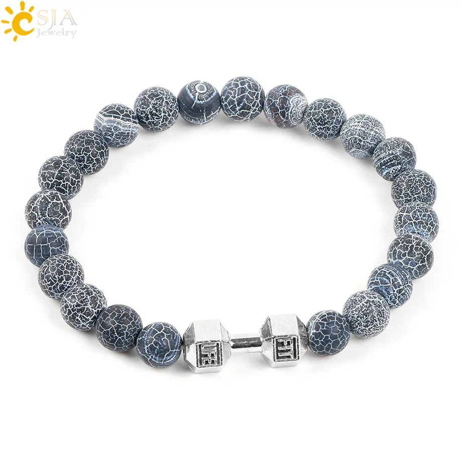 Мужской браслет из натурального оникса CSJA с бусинами в виде Розария Будды