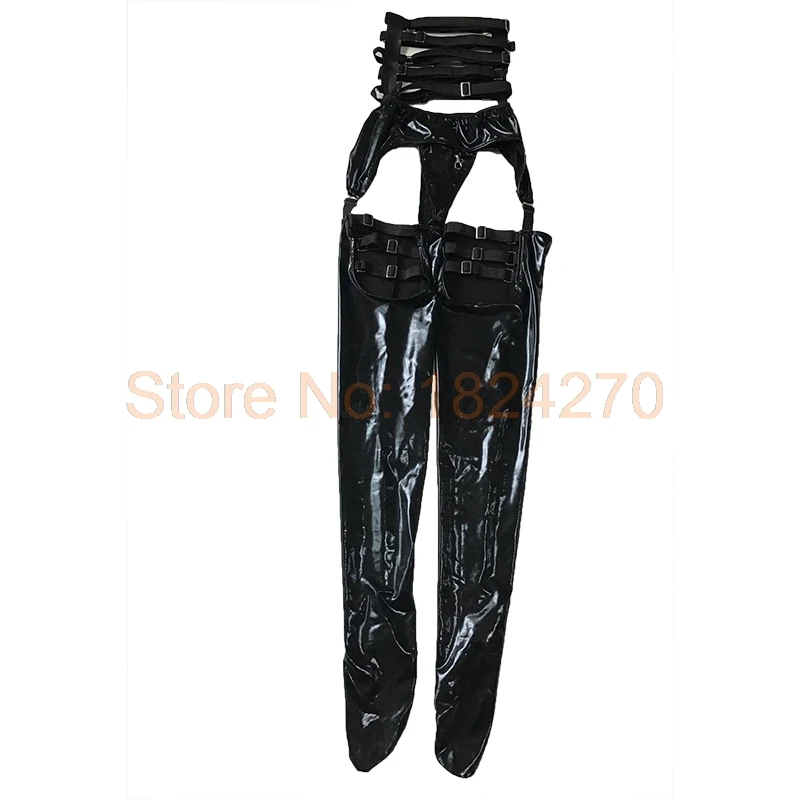 Женский Облегающий комбинезон латексный с ремнем подвязкой из лаковой кожи|party