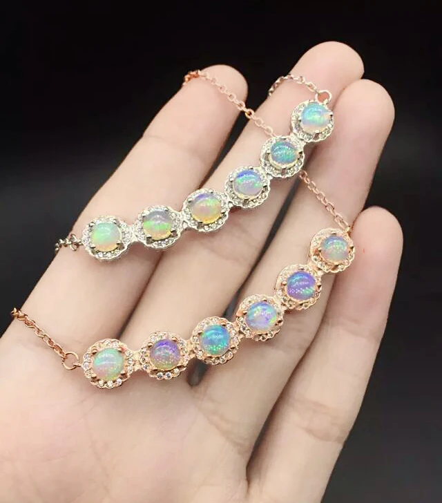 

Natural Opal Necklace Pendant Fire Gem Stone 925 Sterling Silver Women Jewelry Noble Wedding Wear Lots Color