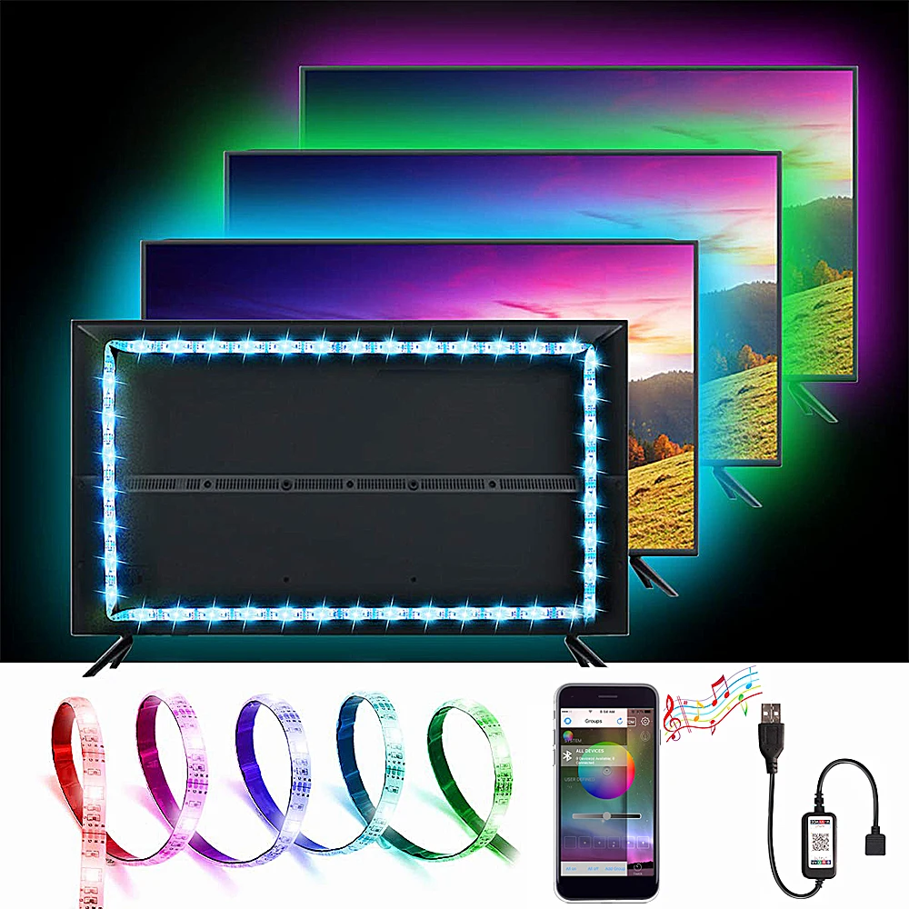 DC 5 В SMD5050 RGB светильник USB Светодиодная лента Bluetooth 30 светодиодный s/m Tira Светодиодная лента e светильник Ambi ТВ фон Гибкая Диодная неоновая лента