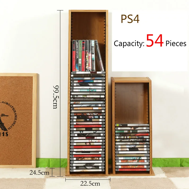 B1 High Capacity Bamboo Material CD Stand DVD Rack PS4 Game Storage Rack Blu-ray Disc Shelf Black Film Rack CD Receiving Rack - Цвет: B1