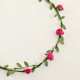 10pcs/lot Handmade Women Headbands Mini Flowers With Green Leaves Pendants Hairband More Colors Handbands For Beach Wear | Дом и сад