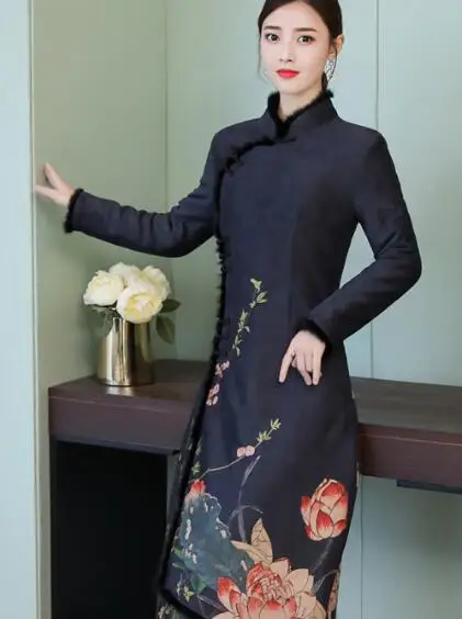 Qipao традиционное китайское восточное платье для женщин cheongsam сексуальное современное китайское платье qi pao женское азиатское платье FF1459 X - Цвет: 1