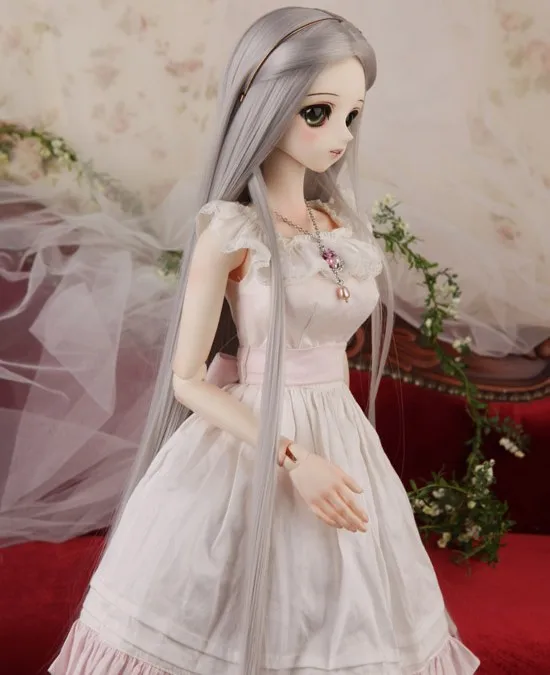 

New Arrival 1/3 1/4 1/6 BJD/SD Doll Wig High Temperature Long Straight Fashion For BJD Hair Wig Sliver Grey
