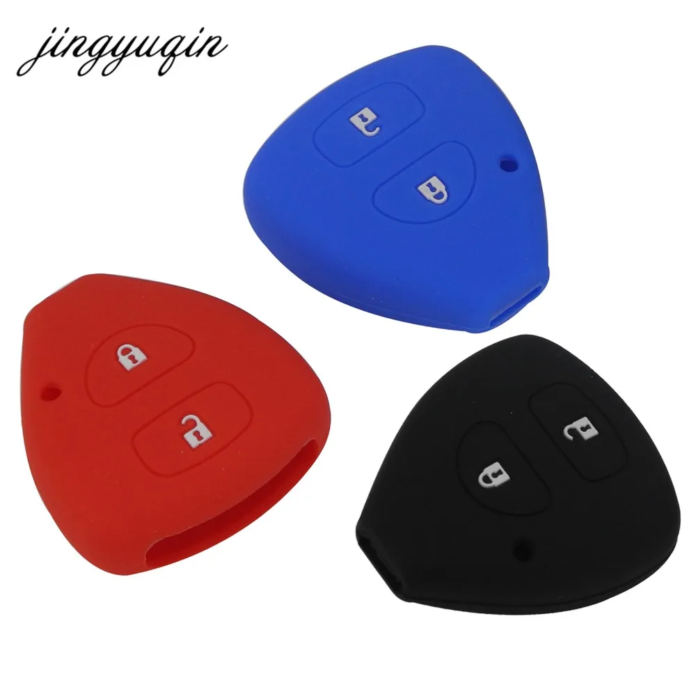 Силиконовый чехол для ключа с 2 кнопками jingyuqin Toyota Corolla Hilux Vitz Rav4 Aqua Camry Highlander Land Cruiser