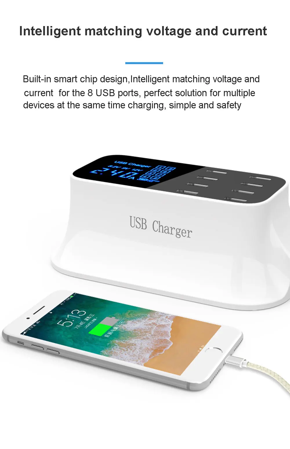 4 8 портов смарт-чип USB зарядное устройство док-станция светодиодный дисплей Мобильный телефон планшет зарядка настольный адаптер питания розетка полоса 2.1A