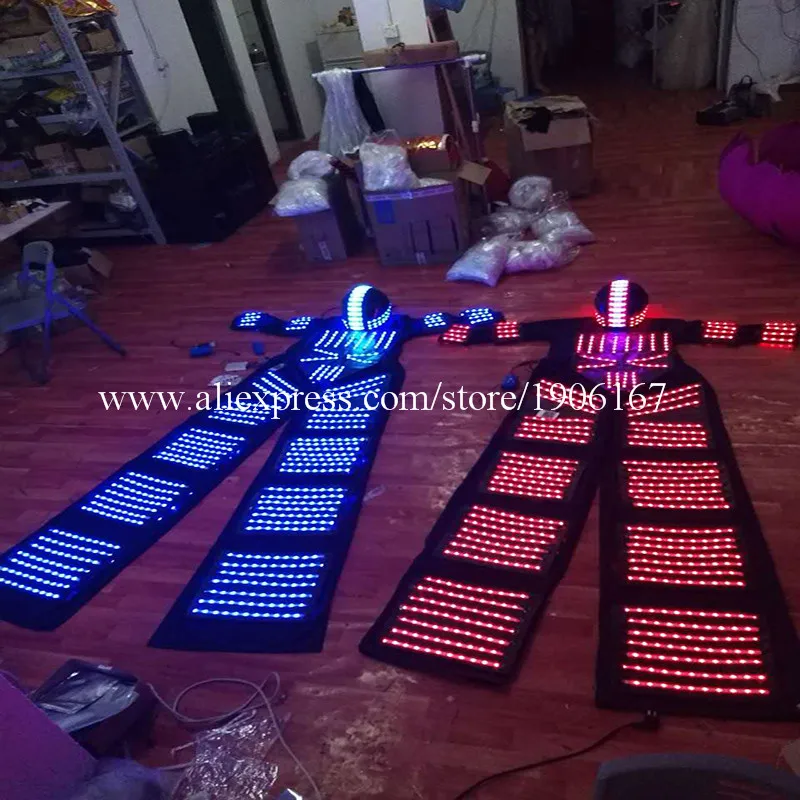 Оптовая цена Светодиодный светящийся робот костюм RGB с разноцветными