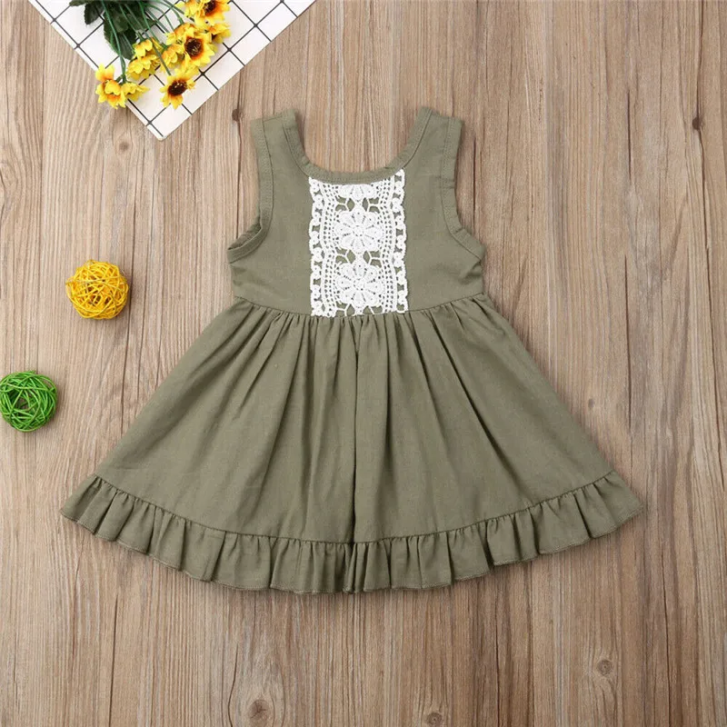 Детское летнее короткое платье для девочек подходящая Одежда кружевной сарафан