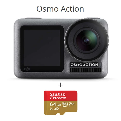 OA with 64G Card DJI Osmo экшн Спортивная камера двойной экран 4K HDR видео RockSteady 8x замедленное движение UHD качество изображения Водонепроницаемый - Цвет: OA with 64G Card