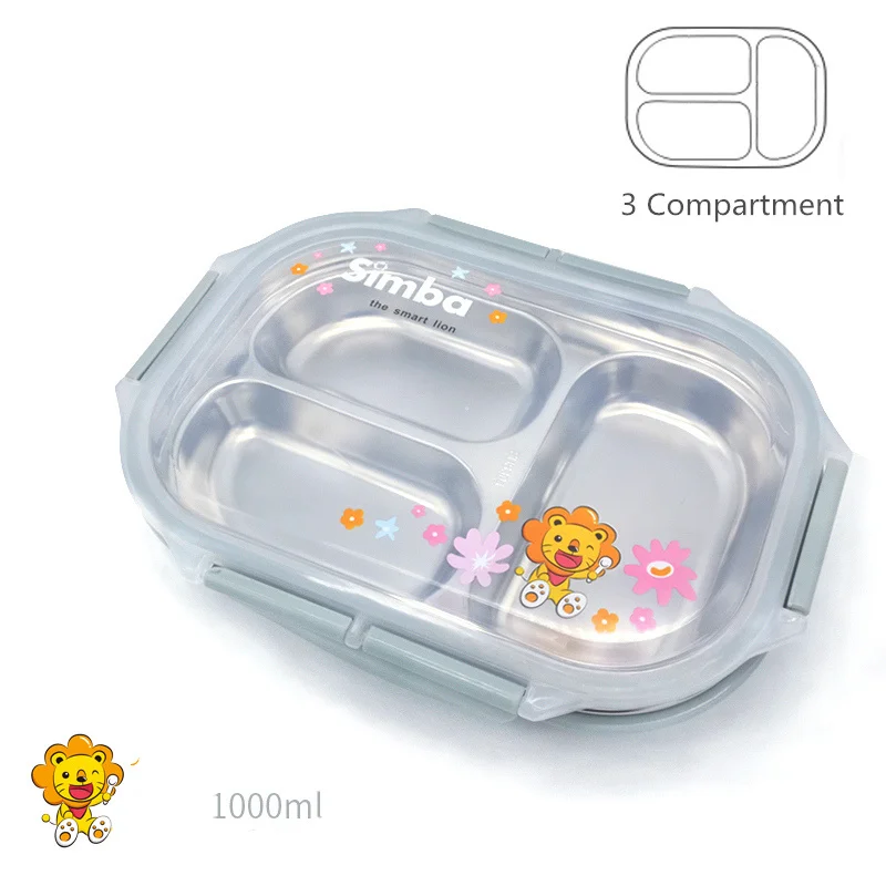 Blue 3 Compartment MICCK Ланч-бокс из нержавеющей стали милый Теплоизоляционный Бенто-бокс для пикника и школы экологически чистый контейнер для еды с отделениями - Цвет: Blue 3 Compartment