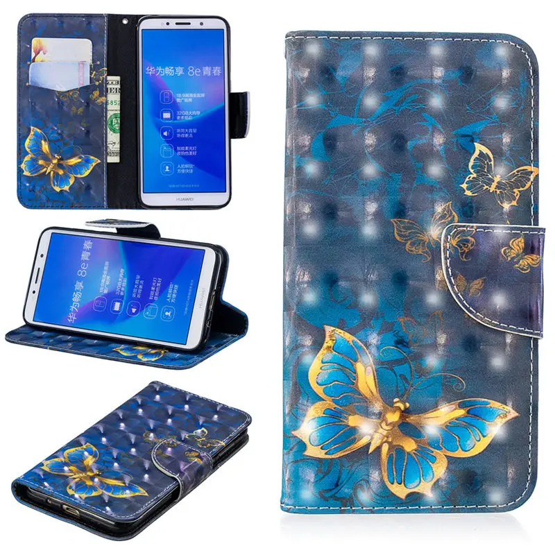 JFWEN 3D чехол-книжка для huawei Honor 7A DUA-L22, 5,45 дюймов, чехол, откидной кожаный кошелек, чехол для телефона s для huawei Y5, чехол - Цвет: 4