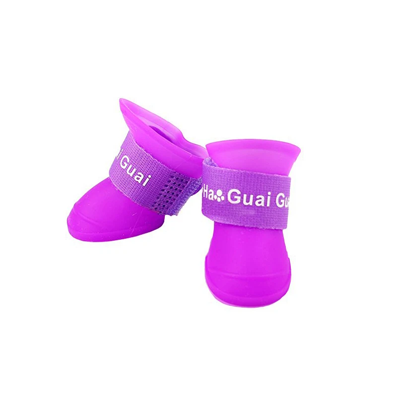 4pcs Pet Dog Shoes Waterproof Rain for Puppy Rubber Boots Candy Color Products | Дом и сад