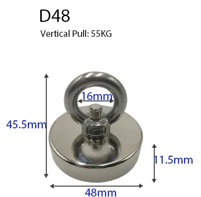 D48(48KG MAX) D48 D60 D75 магнит поисковый Рыбалка магниты поисковый магнит двухъсторонний Imanes рыболовный крючок сильный магнит поврежденный магнит горшок Deep Sea Salvage магнит неодимовый магнит сильный - Цвет: D48(48KG MAX)