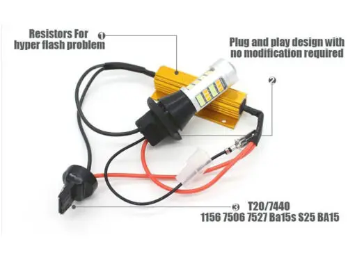 30 Вт белый/янтарный Switchback 7440 7441 7443 7444 T20 22SMD Samsung чип светодиодный проектор 360