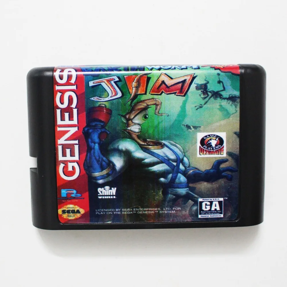 Карта для Sega Mega Drive Джим 16 бит MD|earth worm jim|16 bitmd game |