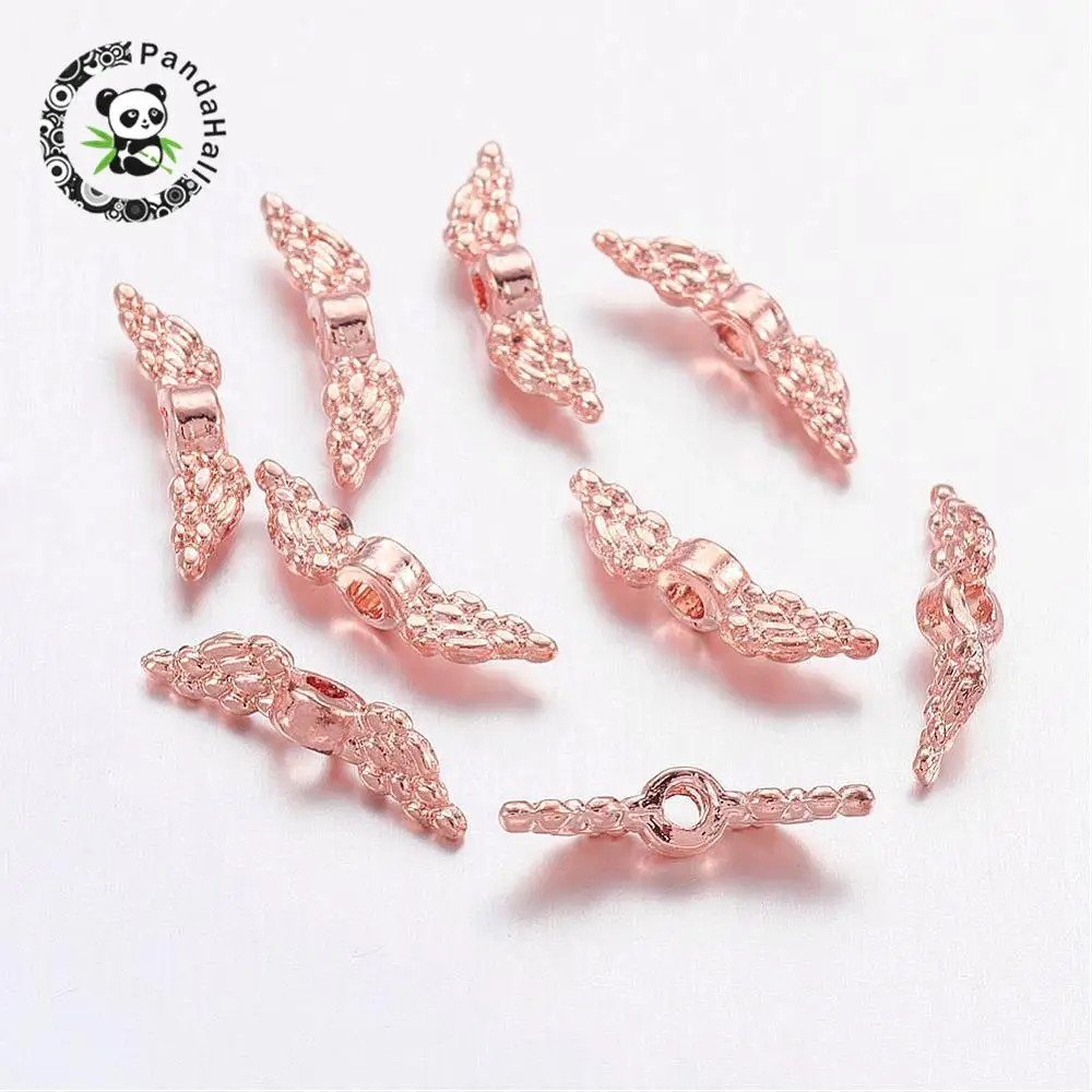Rose gold 400 шт тибетские серебряные бусы с крыльями ангела для самостоятельного изготовления ювелирных изделий серьги ожерелье браслет не содержит свинец и кадмий и никель - Цвет: Rose gold