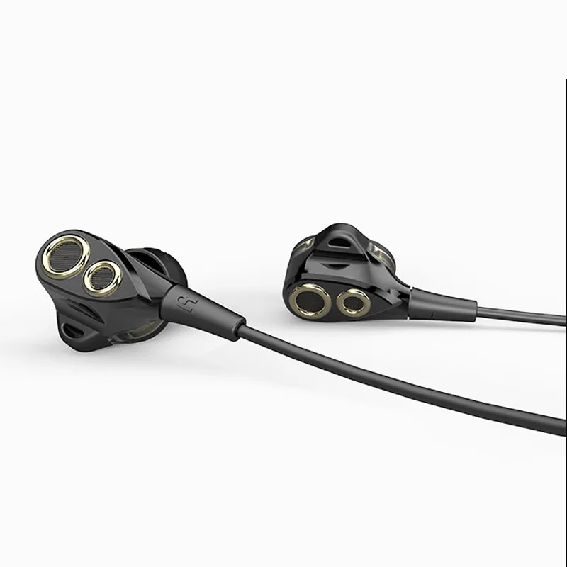Rukz DT6 двойной динамический Динамик Hi-Fi наушники с микрофоном для XIAOMI смартфон в