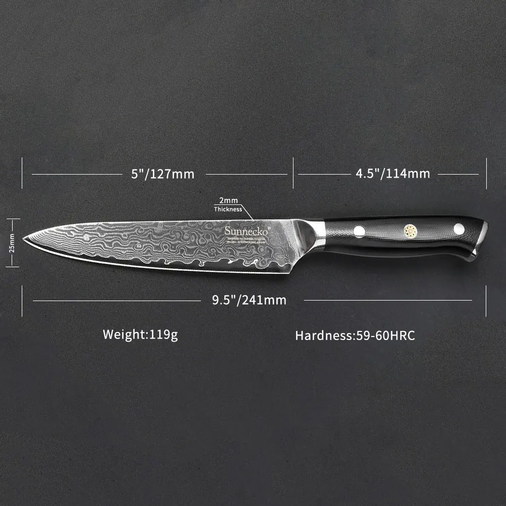 SUNNECKO 2PCS Kitchen Knife Set 7&quotCleaver 5&quotUtility Japanese VG10 Damascus Steel Razor Sharp Cooking Knives G10 Handle | Дом и сад