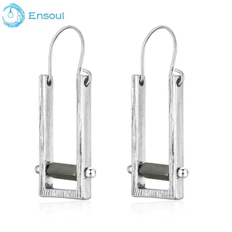 ENSOUL New Style Oval Natural stone Fishhook Earrings Vintage For Women Fashion Elegance Classic Trendy Hanging | Украшения и