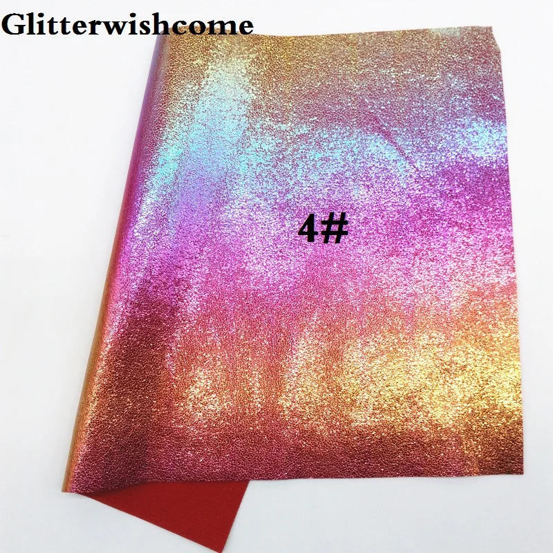 4 Glitterwishcome 21X29 см А4 Размер синтетическая кожа, переливчатая Радуга металлик искусственный из искусственной кожи Ткань Винил для бантов, GM072A - Цвет: 4