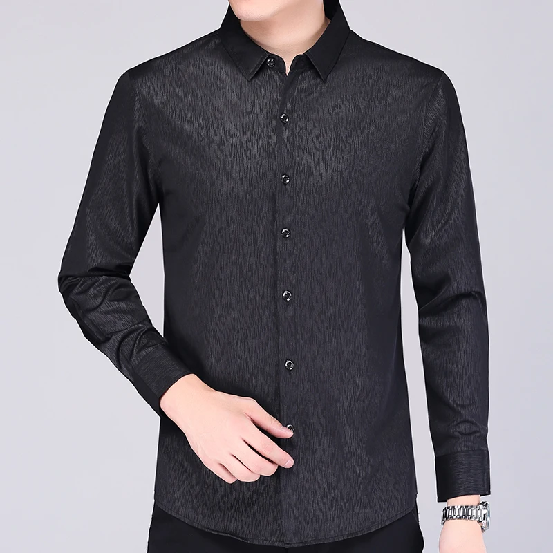 2019 social длинный рукав Твердые дизайнерские рубашки для мужчин slim fit винтажные