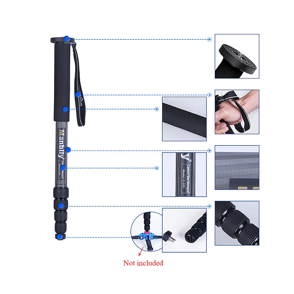 5-секционный Телескопический карбоновый монопод для цифровой зеркальной камеры