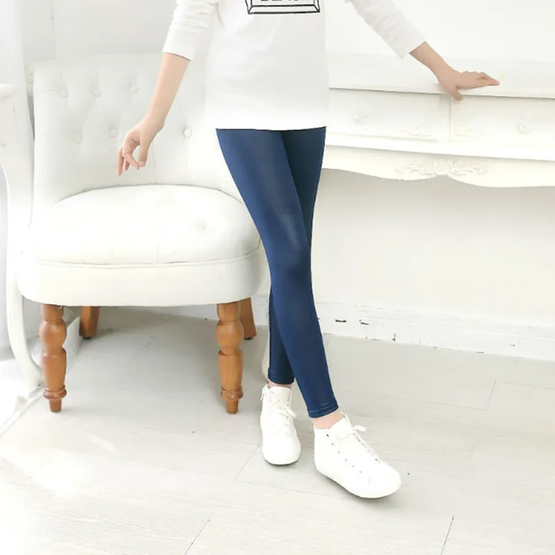 Тонкие штаны из искусственной кожи для девочек модные леггинсы весенние детские